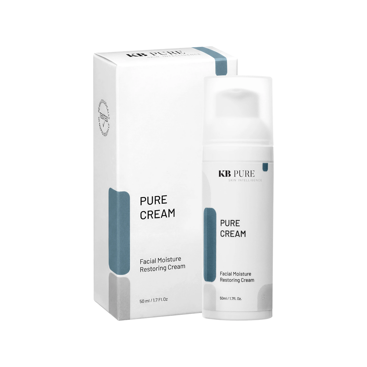 פיור קרם לחות מאזן של KB Pure, אריזה ובקבוק איירלס, 50 מ״ל