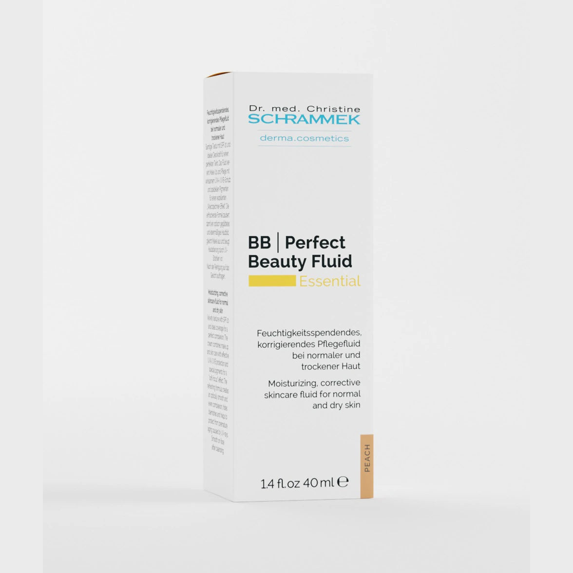 דמי מייק אפ SPF20 Peach של Dr Schrammek, קופסת הקרטון בגוון Peach