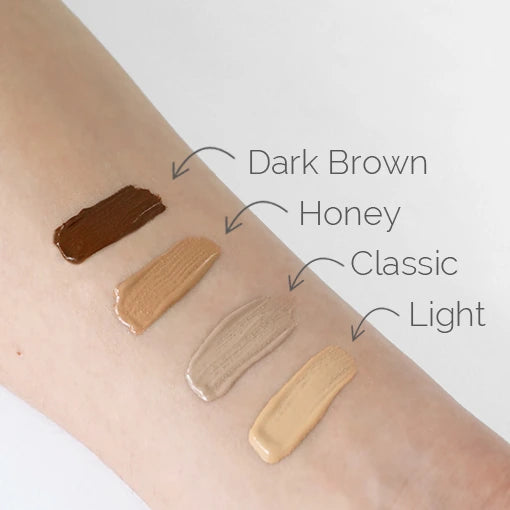 בלאמיש באלם דארק בראון של Dr Schrammek, השוואת גוונים Dark Brown, Honey, Classic ו-Light על זרוע