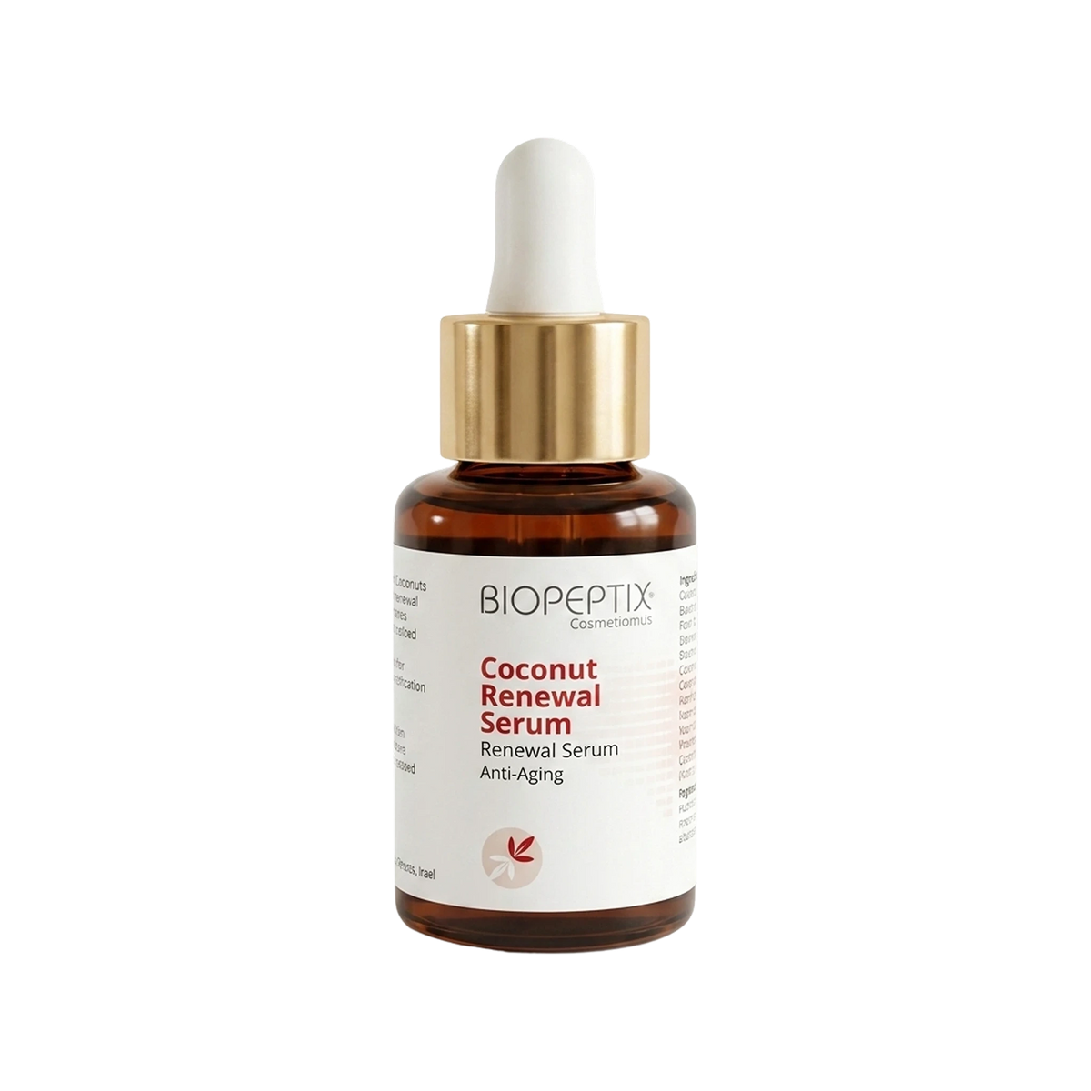 סרום קוקוס מחדש Coconut Renewal של Biopeptix, בקבוק זכוכית עם טפטפת