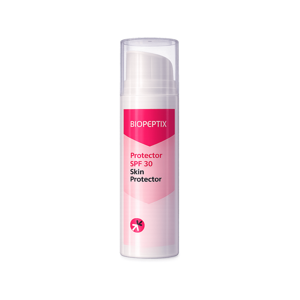 הגנה Protector SPF 30 של Biopeptix, בקבוק ורוד עם משאבה