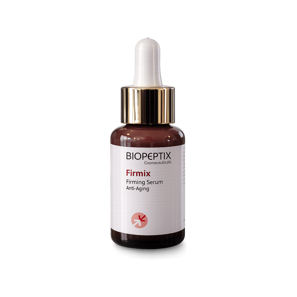 סרום פירמיקס Firmix של Biopeptix, בקבוק ענברי עם טפטפת, סרום ממצק