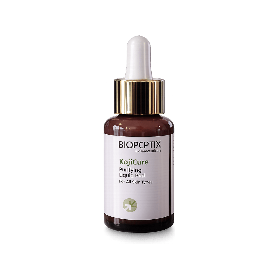 קוג׳י קיור KojiCure של Biopeptix, בקבוק ענברי עם טפטפת, פילינג נוזלי