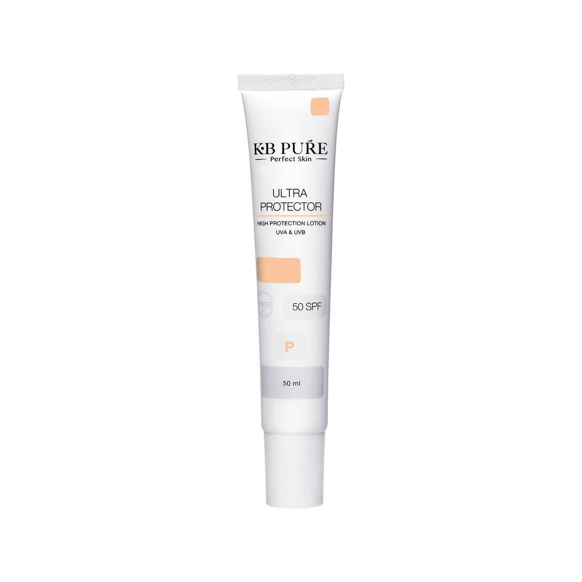 אולטרה פרוטקטור SPF 50 של KB Pure, שפופרת 50 מ״ל, הגנה מ-UVA ו-UVB